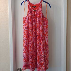 Red & pink floral trapeze dress - Size 6 NWT